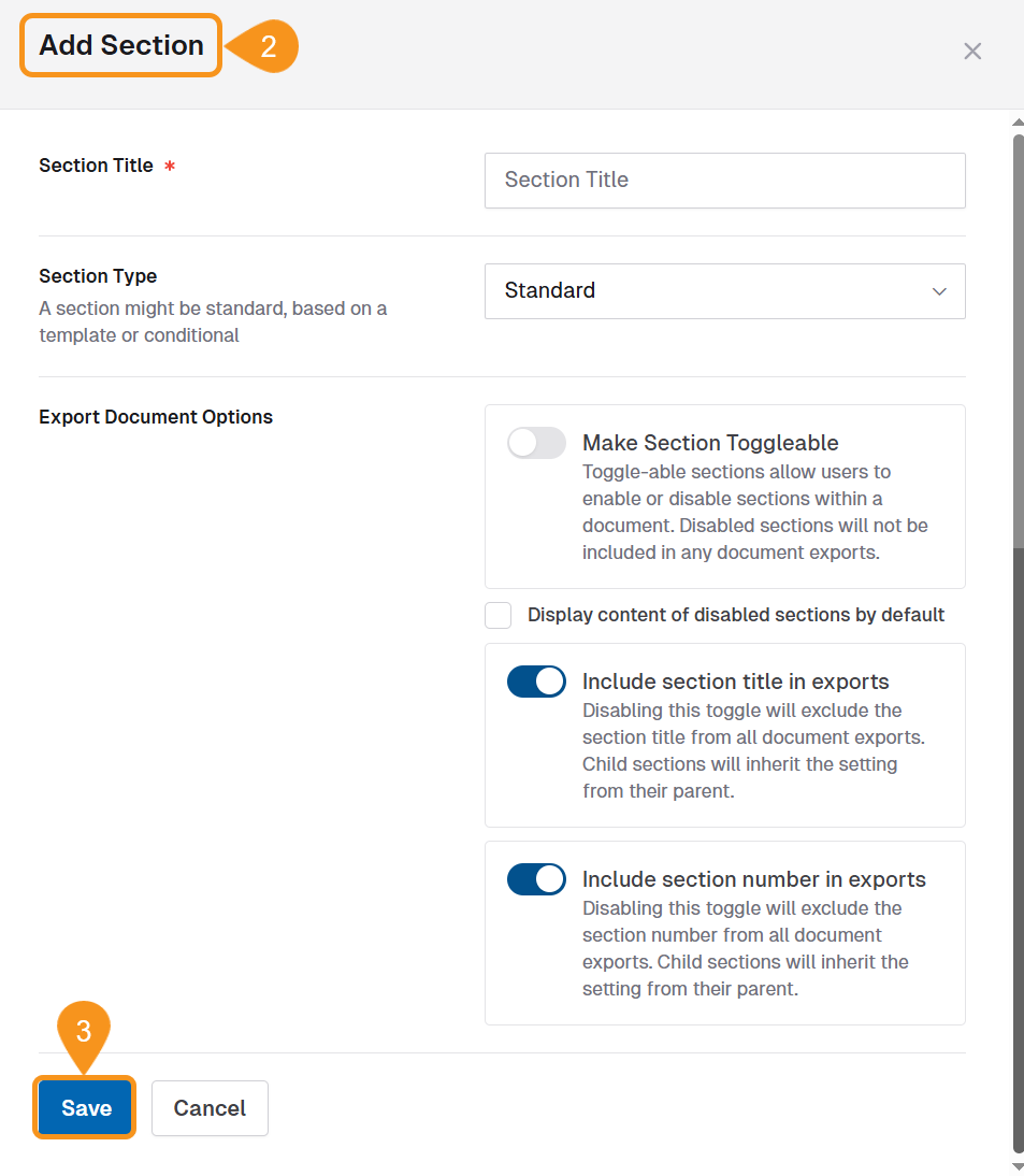 Add Section Window