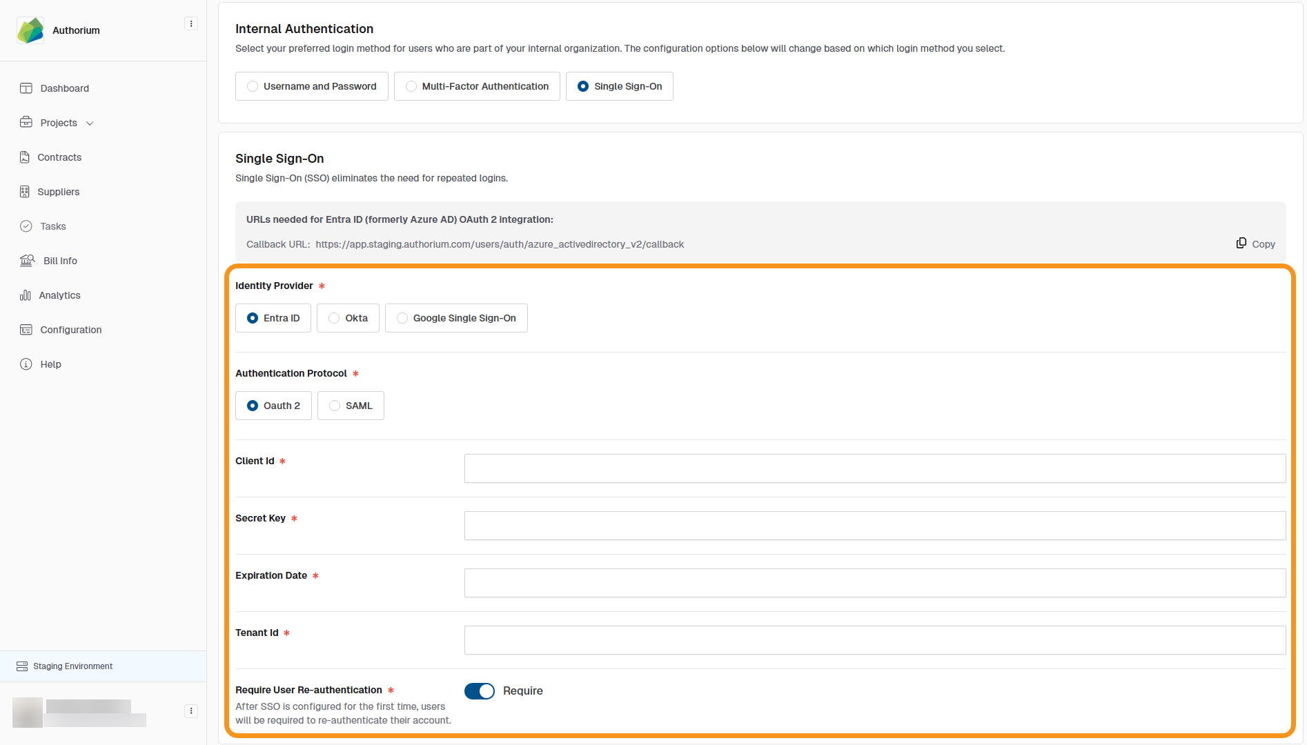 Single Sign-On Settings