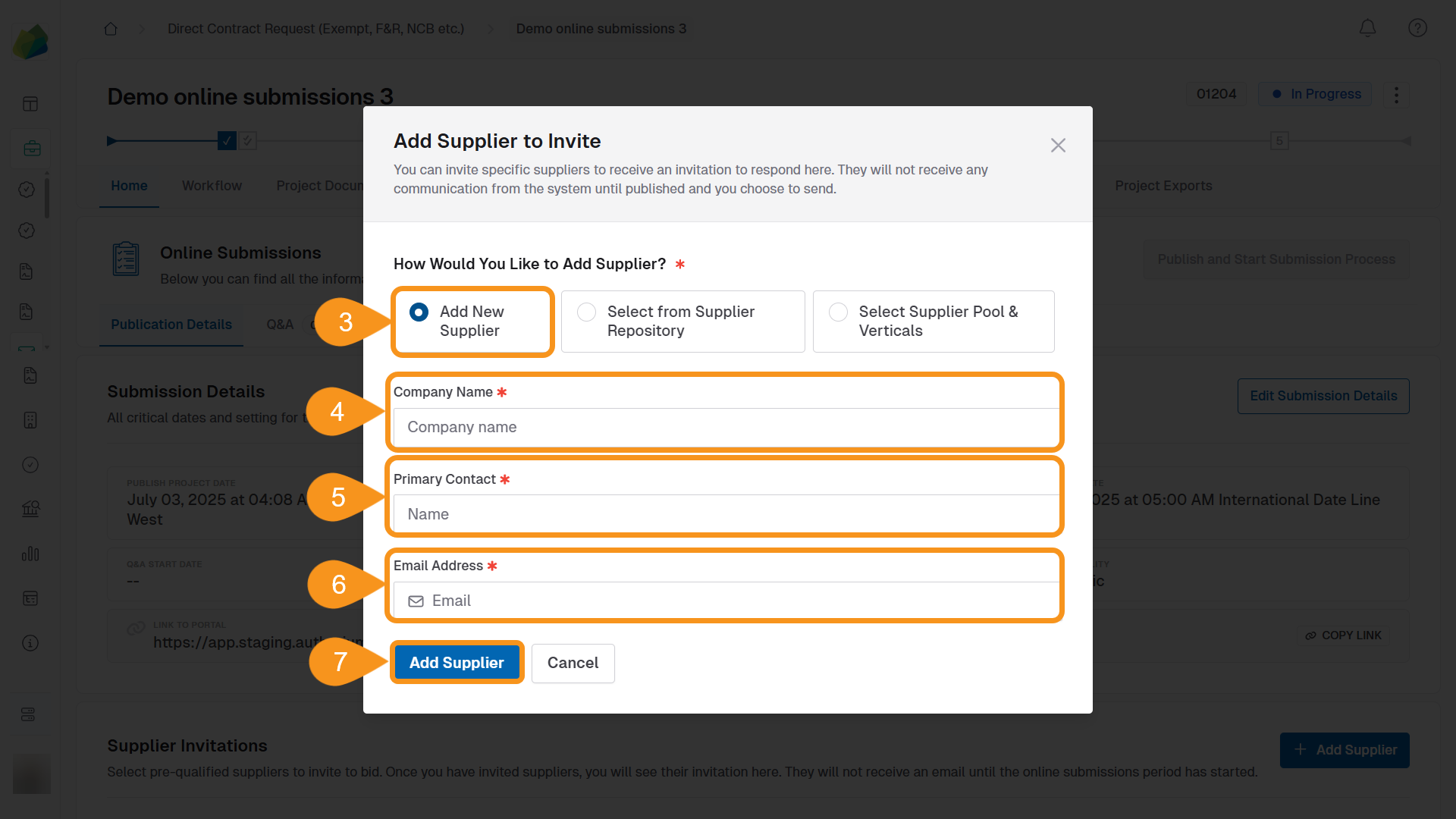 Add Supplier to Invite