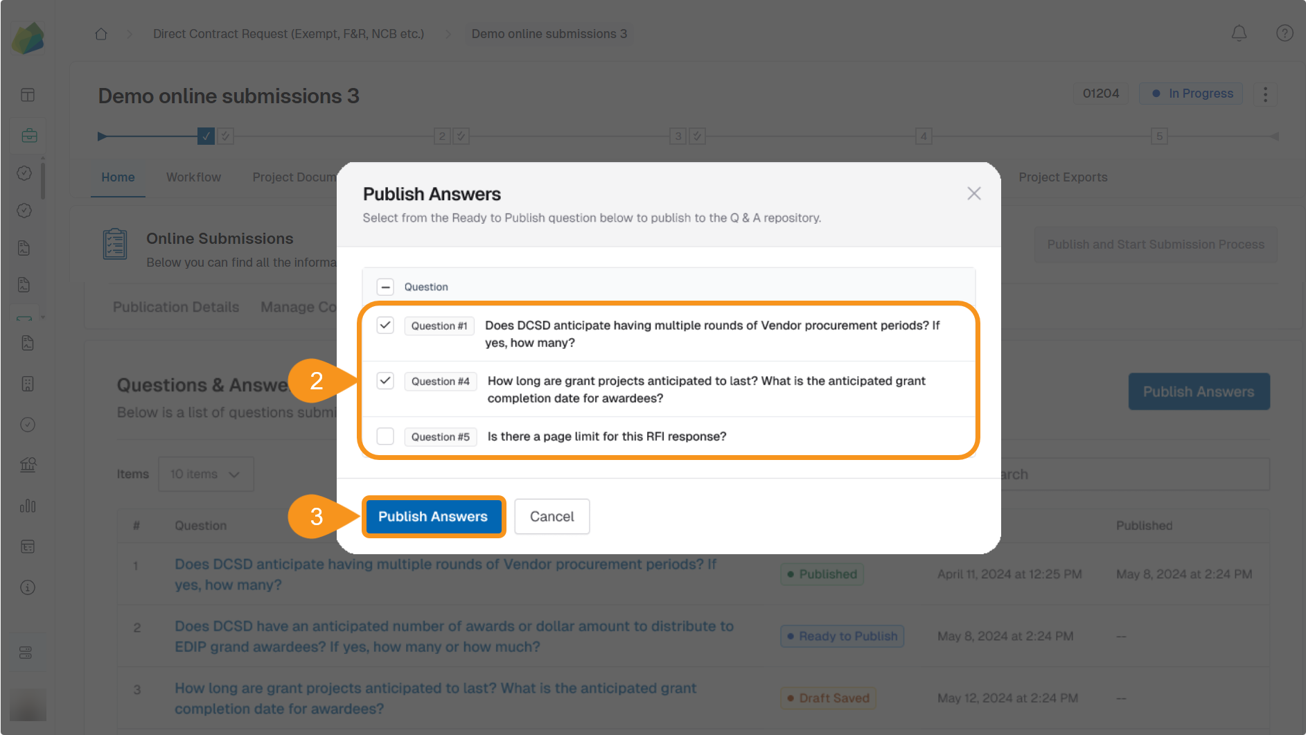 Confirm and Publish Answers