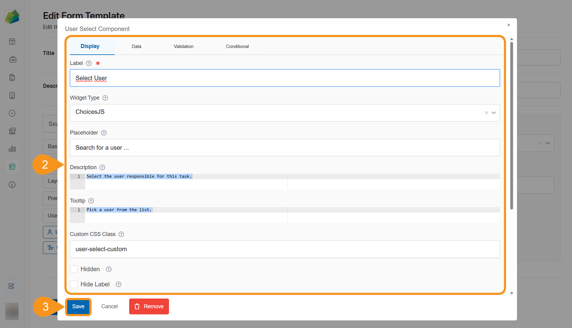 Edit User components