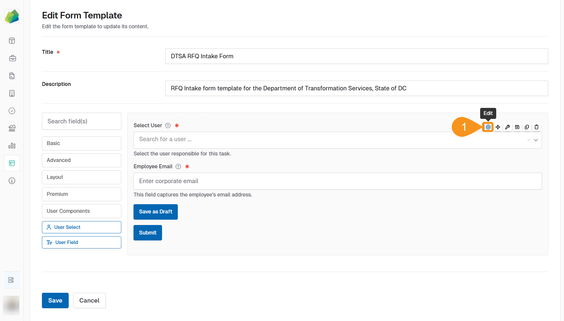 Edit User components